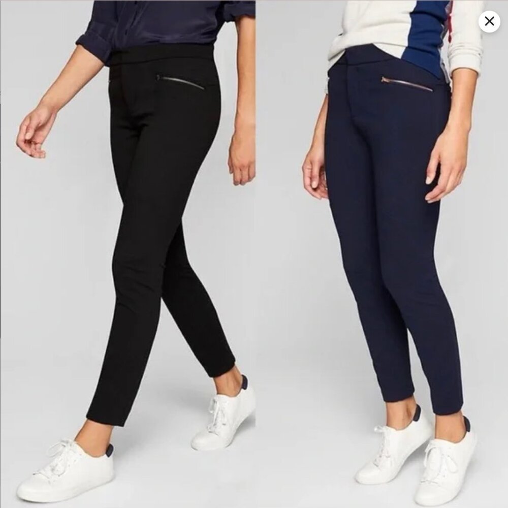 Athleta Black Ponte Moto 2.0 Pants Athleisure Activewear Travel Small